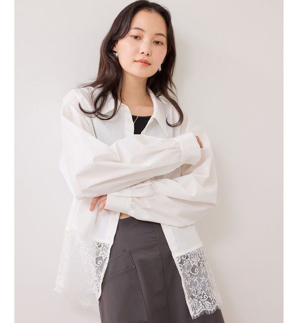 VIS「裾レースドッキングシャツ」|シャツ・ブラウス|