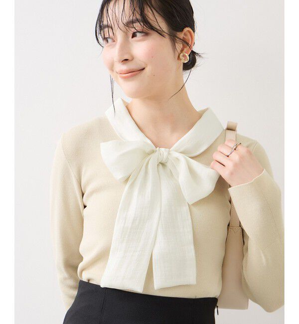 VIS「バイカラーリボンドッキングニット」|ニット・セーター|