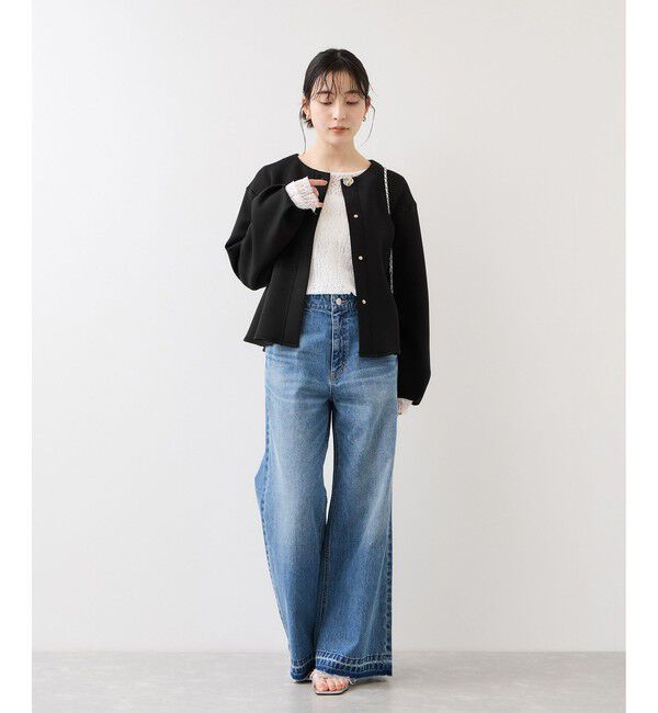 VIS「ボタンポイントペプラムカットジャケット」|カーディガン|