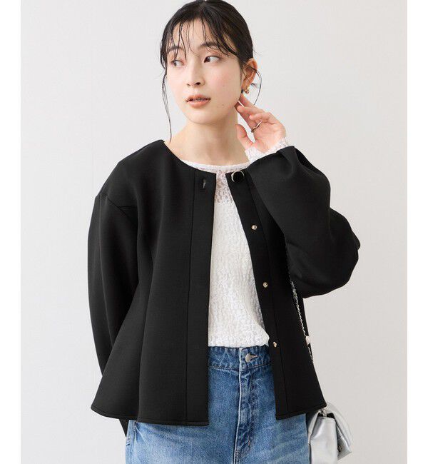 VIS「ボタンポイントペプラムカットジャケット」|カーディガン|