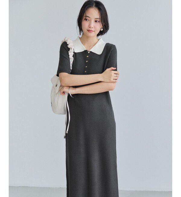 VIS「ポロ襟ニットワンピース」|ワンピース|