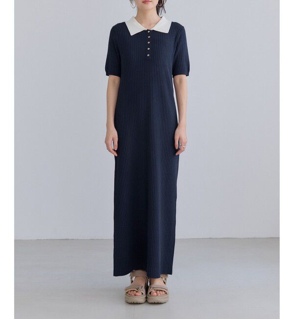 VIS「ポロ襟ニットワンピース」|ワンピース|