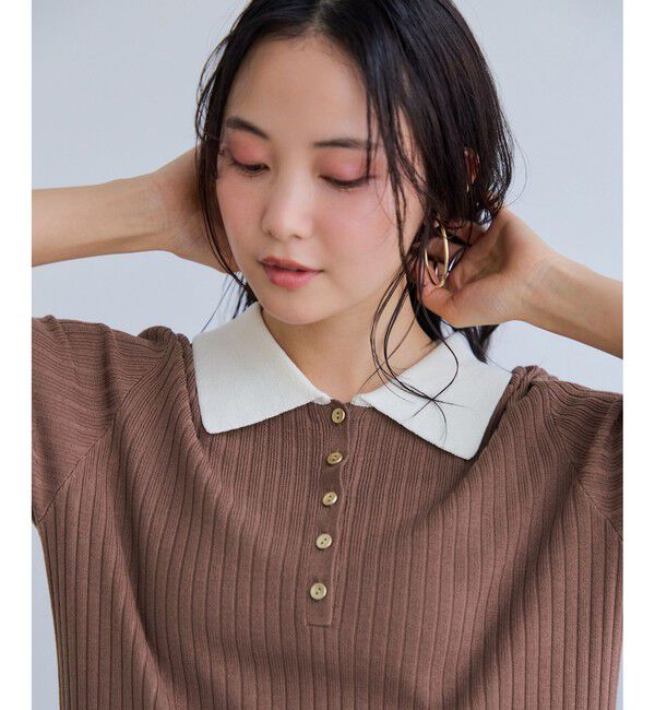 VIS「ポロ襟ニットワンピース」|ワンピース|