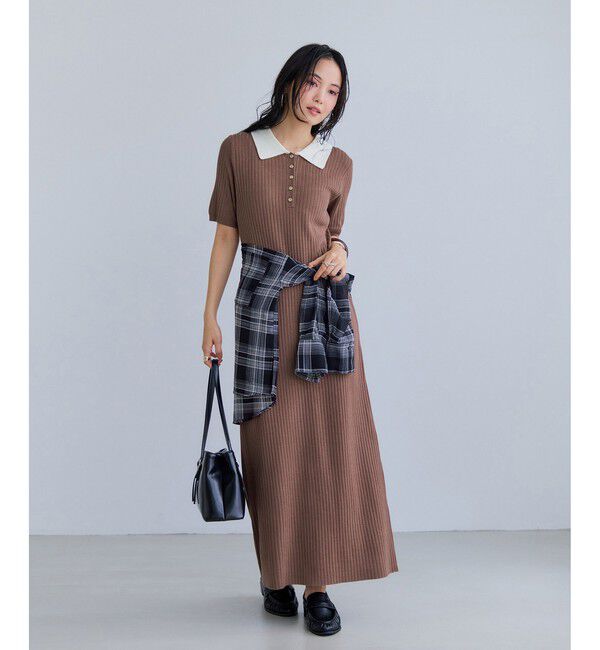 VIS「ポロ襟ニットワンピース」|ワンピース|