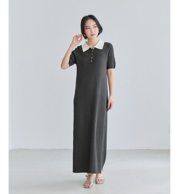 VIS「ポロ襟ニットワンピース」|ワンピース|