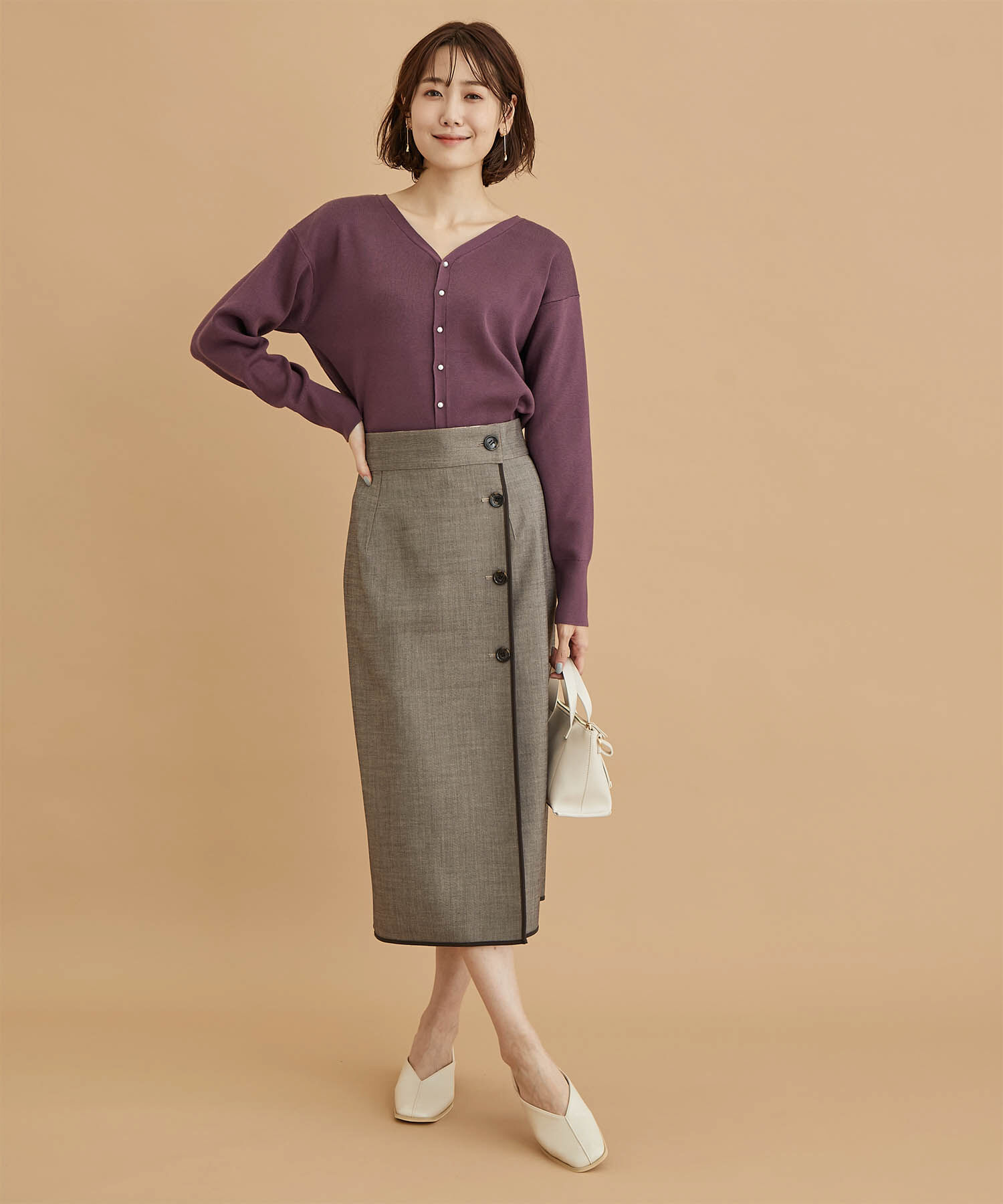 Rope&rsquo;Picnic「2WAY/マシュマロニットパールカーディガン/リンクコーデ」|カーディガン|