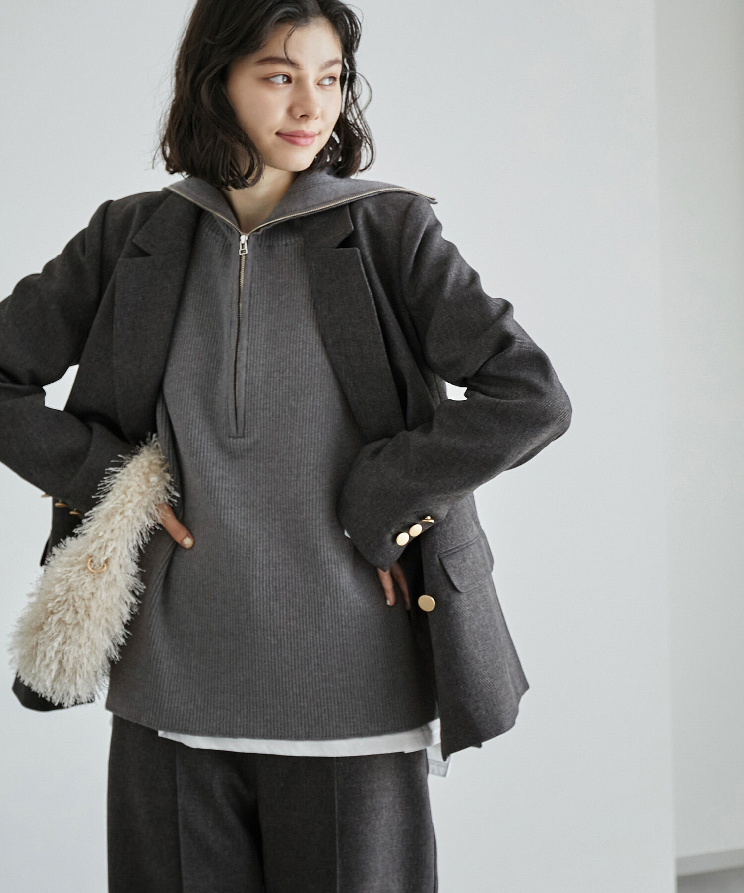 ROPE' PICNIC R「ハーフジップノースリーブニット」|ニット・セーター|