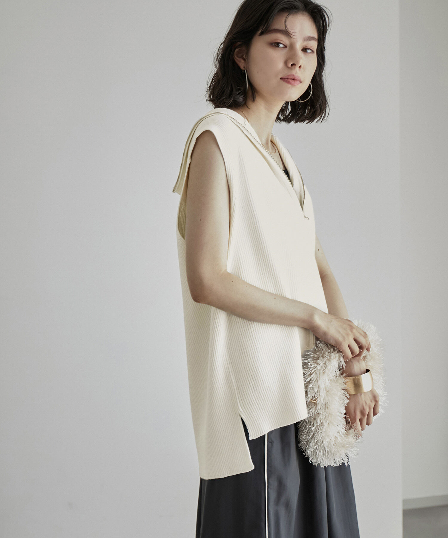 ROPE' PICNIC R「ハーフジップノースリーブニット」|ニット・セーター|