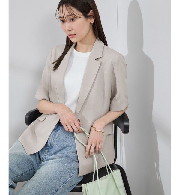 Rope&rsquo;Picnic「【接触冷感・吸水速乾・防シワ】エフォートレスリラックスハーフスリーブジャケット」|テーラードジャケット|