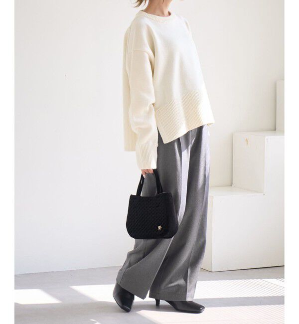 Rope&rsquo;Picnic「【低身長・小柄さんサイズ】レディハンサムシリーズ ウールライクウエストタックセミワイドパンツ」|スラックス|