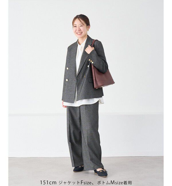 Rope&rsquo;Picnic「【低身長・小柄さんサイズ】レディハンサムシリーズ ウールライクウエストタックセミワイドパンツ」|スラックス|