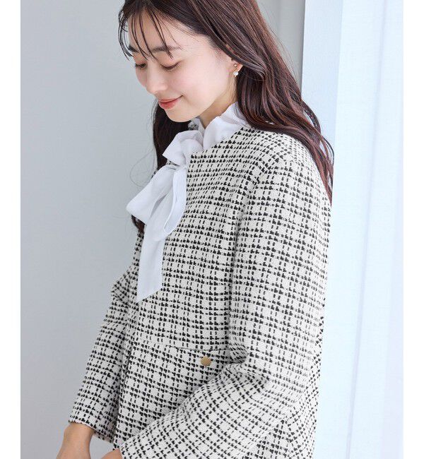 Rope&rsquo;Picnic「【WEB限定カラー】ツイードフレアジャケット/入卒式・セレモニー対応・リンクコーデ」|ノーカラージャケット|ブラック系(02)