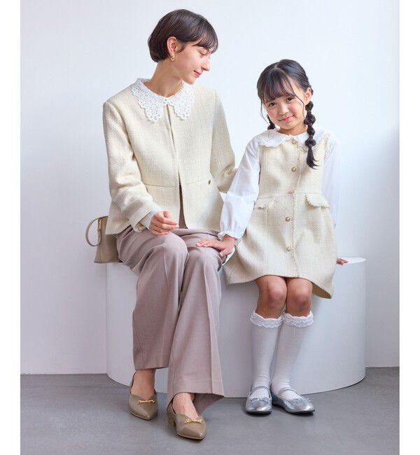 Rope&rsquo;Picnic「【WEB限定カラー】ツイードフレアジャケット/入卒式・セレモニー対応・リンクコーデ」|ノーカラージャケット|