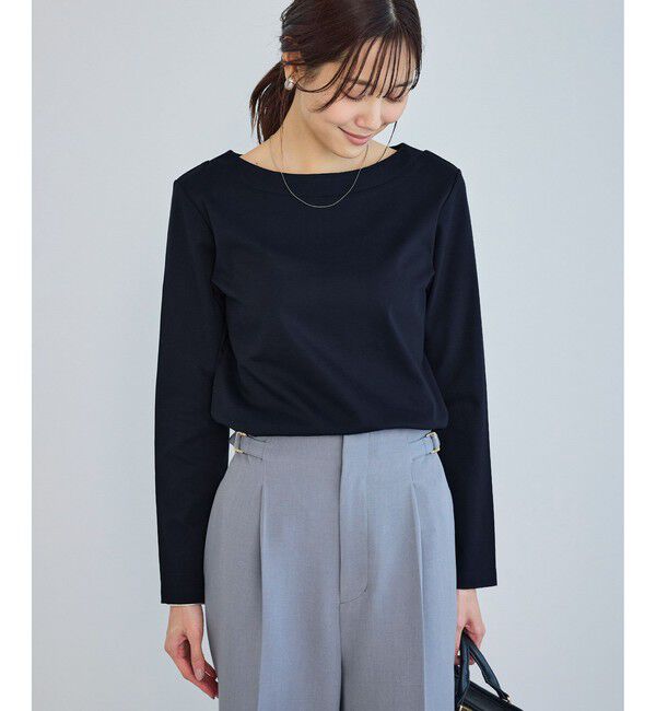 Rope&rsquo;Picnic「60シルケットボートネックジャケットインナー」|Tシャツ・カットソー|ネイビー(40)