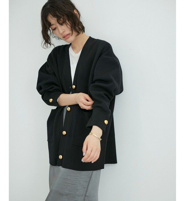 ADAM ET ROPE'「【再入荷】・【サステナブル】ロゴボタンミドルカーディガン」|カーディガン|