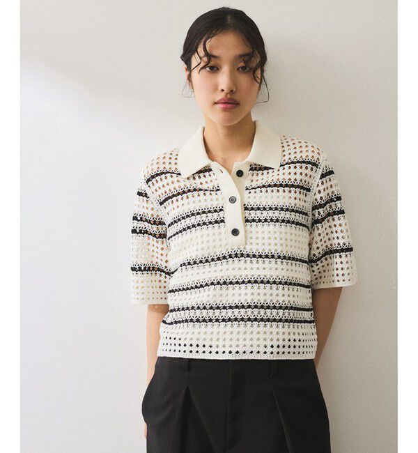 ADAM ET ROPE'「【WEB限定】クロシェニットポロ」|ニット・セーター|