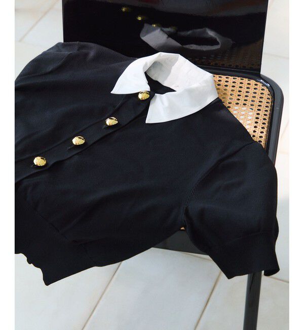 ADAM ET ROPE'「【サステナブル】2WAYカラー付カーディガン」|カーディガン|ブラック(01)