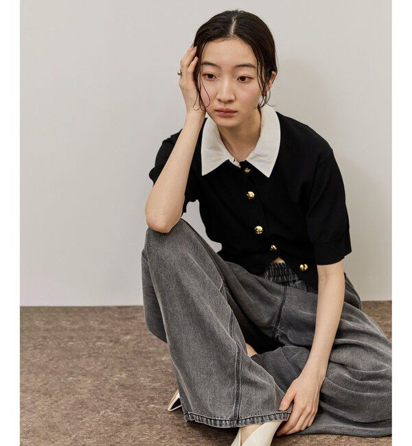 ADAM ET ROPE'「【サステナブル】2WAYカラー付カーディガン」|カーディガン|