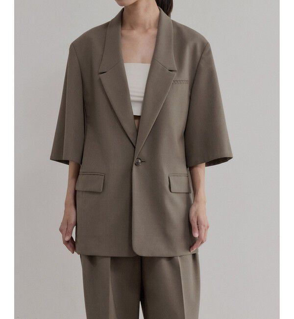 ADAM ET ROPE'「【EMOELLE】ハーフスリーブジャケット」|テーラードジャケット|ブラウン系(23)