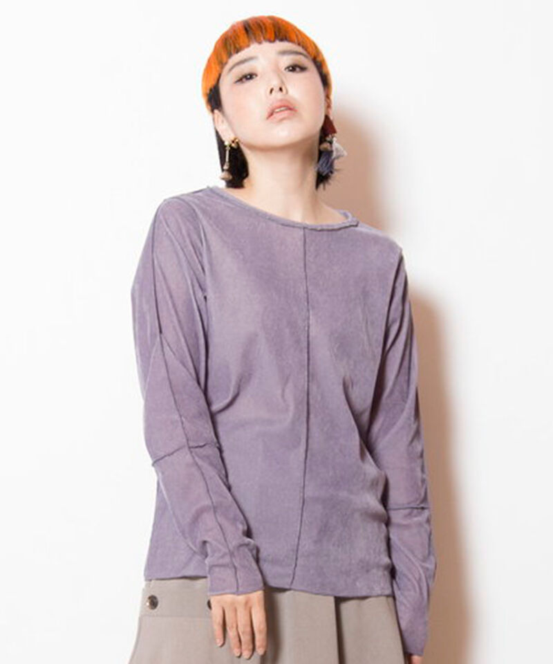  「フロッキーチュールメロー切替長袖Tシャツ」|Tシャツ・カットソー|BLUEGRAY