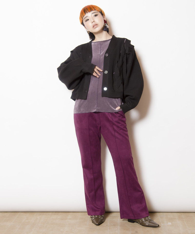  「フロッキーチュールメロー切替長袖Tシャツ」|Tシャツ・カットソー|