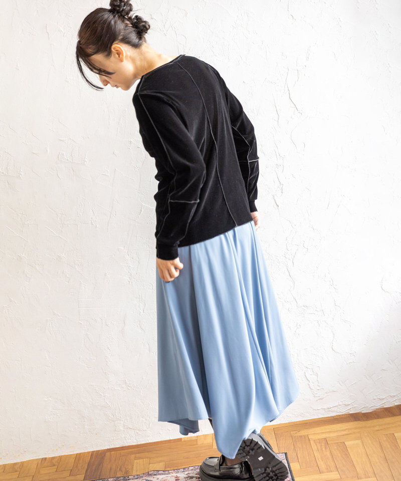  「フロッキーチュールメロー切替長袖Tシャツ」|Tシャツ・カットソー|