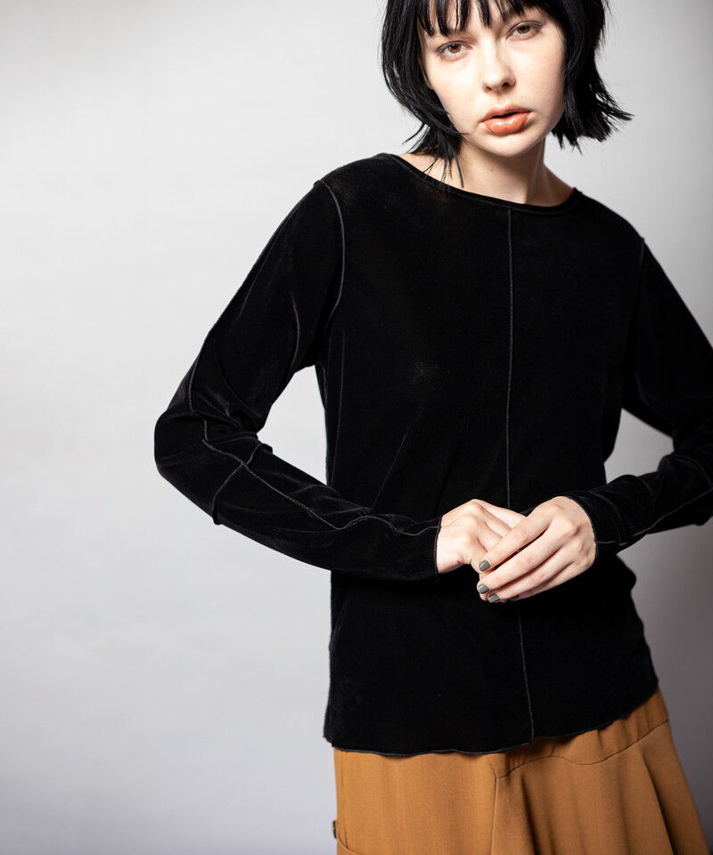  「フロッキーチュールメロー切替長袖Tシャツ」|Tシャツ・カットソー|