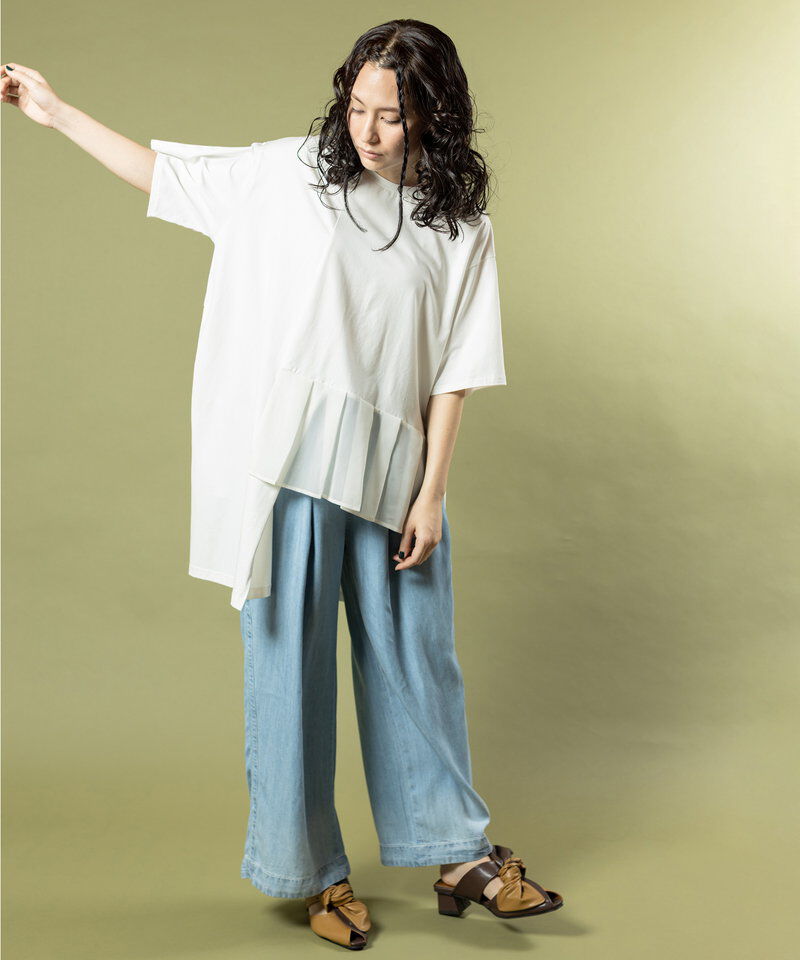  「アシンメトリー切替Tシャツ」|Tシャツ・カットソー|