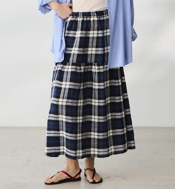 ONEIL OF DUBLIN「O'NEIL OF DUBLIN | ティアードスカート CHECK WOMEN」|スカート|NAVY系1