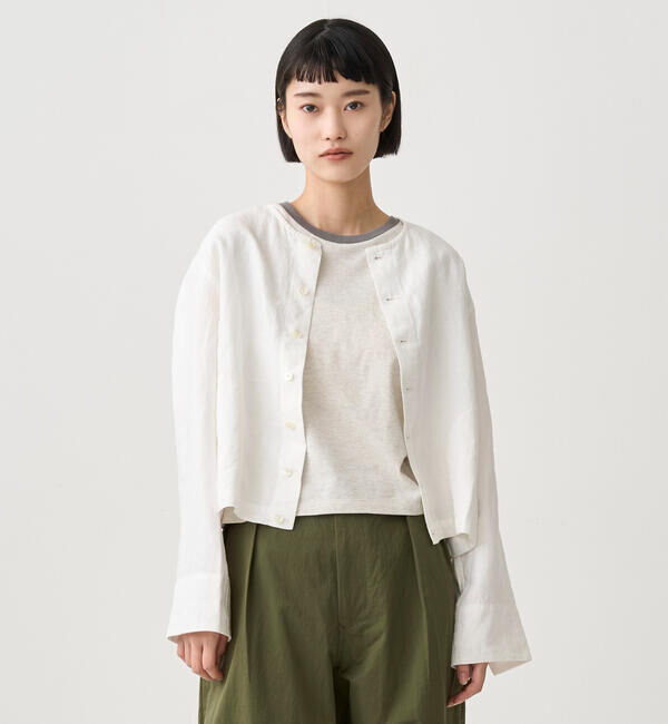 ORCIVAL「ORCIVAL | リネン クルーネックカーディガン WOMEN」|カーディガン|OFFWHITE