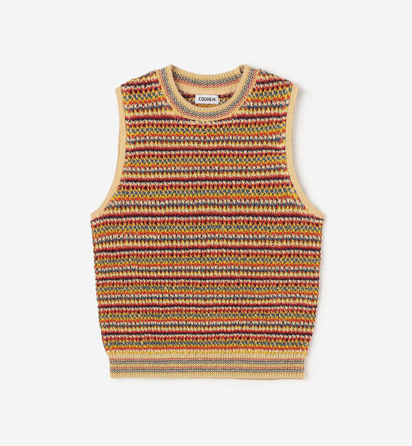  「COOHEM | マルチボーダー ニットベスト WOMEN」|ベスト・ジレ|