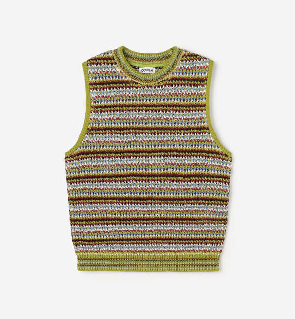  「COOHEM | マルチボーダー ニットベスト WOMEN」|ベスト・ジレ|