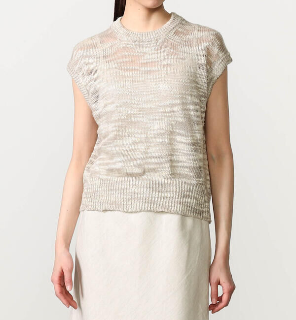 UNFIL「UNFIL | リネンシルク メランジニットベスト WOMEN」|ベスト・ジレ|CREAM