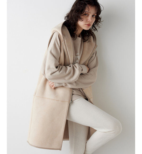 THE PAUSE「【THE PAUSE】ボアフードロングジレ」|ベスト・ジレ|