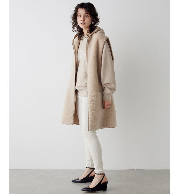 THE PAUSE「【THE PAUSE】ボアフードロングジレ」|ベスト・ジレ|