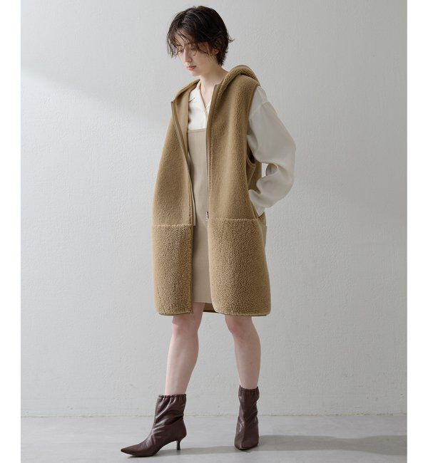 THE PAUSE「【THE PAUSE】ボアフードロングジレ」|ベスト・ジレ|