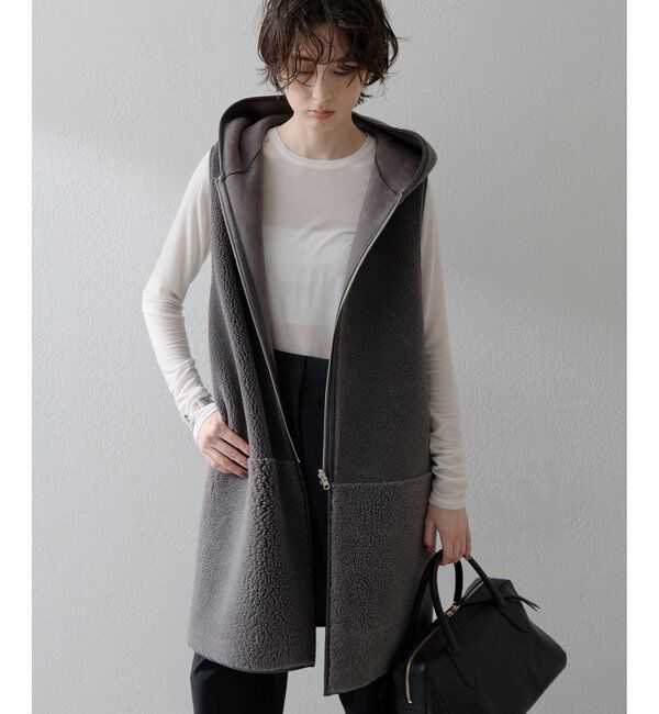 THE PAUSE「【THE PAUSE】ボアフードロングジレ」|ベスト・ジレ|