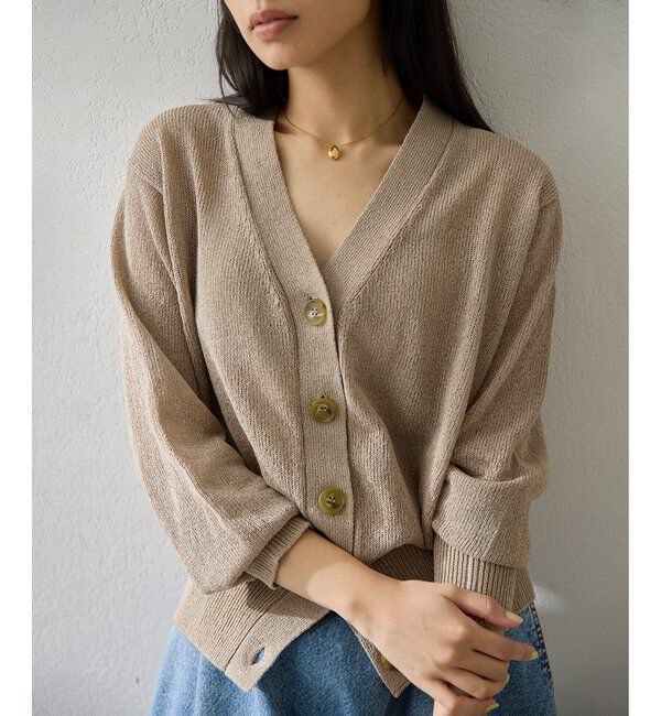  「Vネックペーパーヤーンカーディガン」|ニット・セーター|