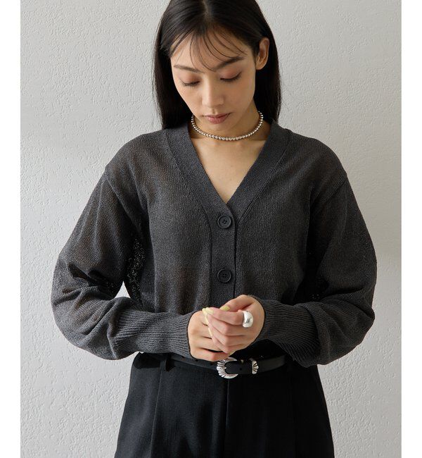  「Vネックペーパーヤーンカーディガン」|ニット・セーター|