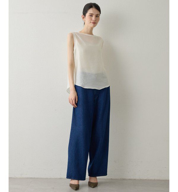 Drawing Numbers「【Drawing Numbers】シャイニーシースルーノースリーブブラウス」|シャツ・ブラウス|