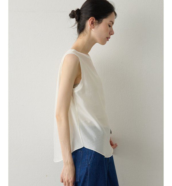 Drawing Numbers「【Drawing Numbers】シャイニーシースルーノースリーブブラウス」|シャツ・ブラウス|