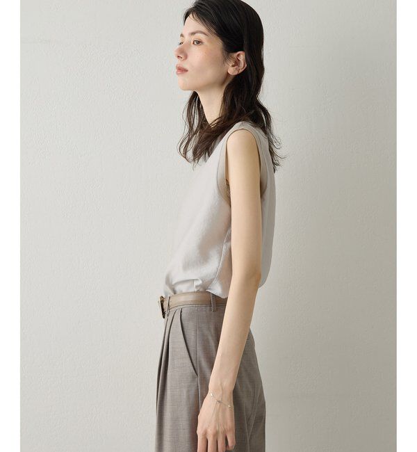 Drawing Numbers「【Drawing Numbers】シャイニーシースルーノースリーブブラウス」|シャツ・ブラウス|