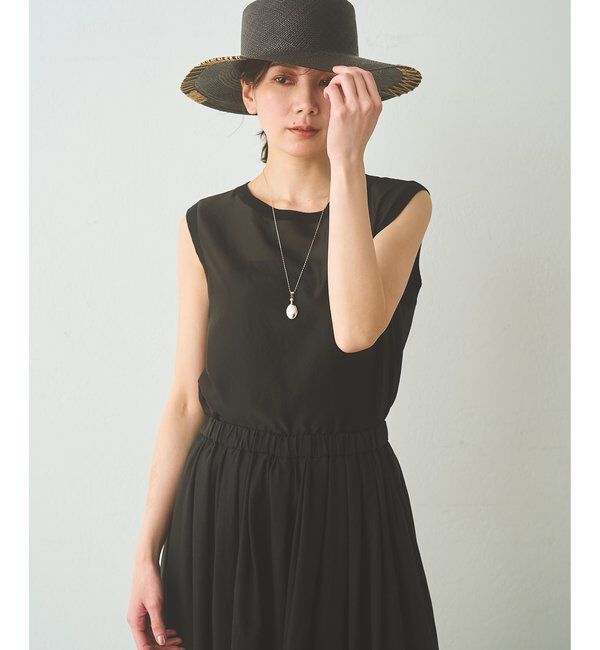 Drawing Numbers「【Drawing Numbers】シャイニーシースルーノースリーブブラウス」|シャツ・ブラウス|