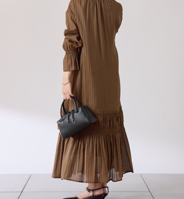  「袖シアーツイルストライプワンピース」|ワンピース|