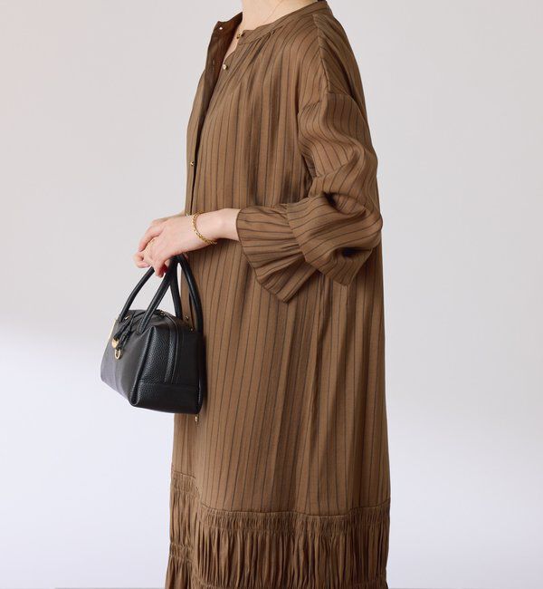  「袖シアーツイルストライプワンピース」|ワンピース|