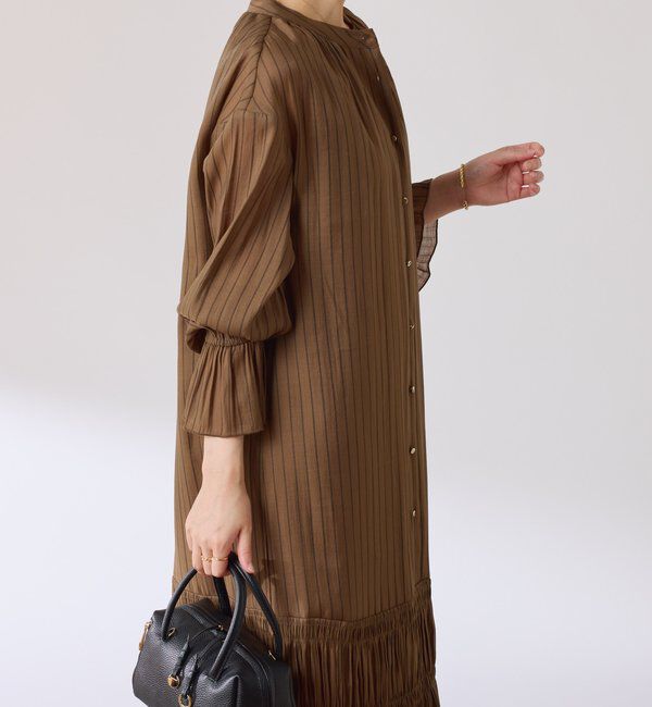  「袖シアーツイルストライプワンピース」|ワンピース|