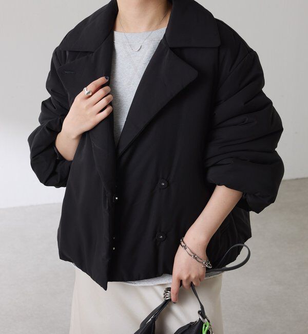  「【洗えるコート/500g】ウォッシャブル中綿ジャケット」|その他|ブラック