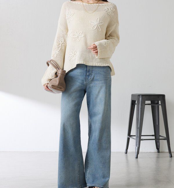  「フラワールーズコットン混ニット」|ニット・セーター|