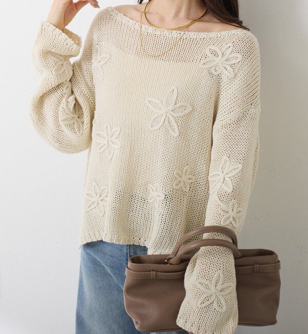  「フラワールーズコットン混ニット」|ニット・セーター|