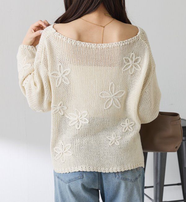  「フラワールーズコットン混ニット」|ニット・セーター|